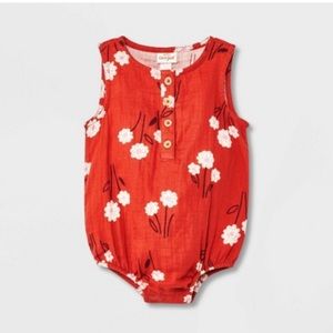 Cat & Jack Floral Gauze Tank Henley Romper